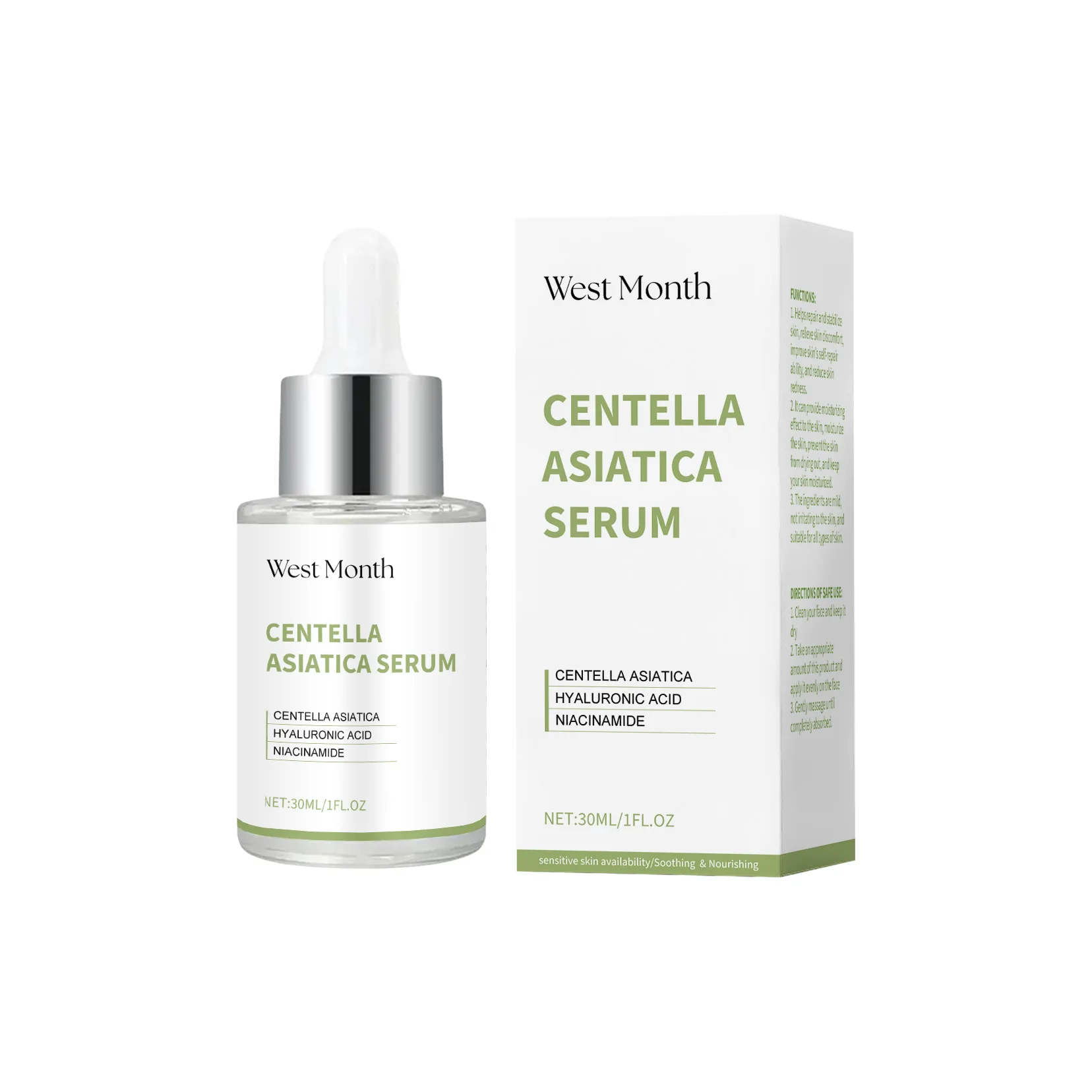 Centella Asiatica Facial Serum Moisturizing Nourish Repairing Dry Skin Smoothing Rejuvenation Soothing Brightening Beauty Health