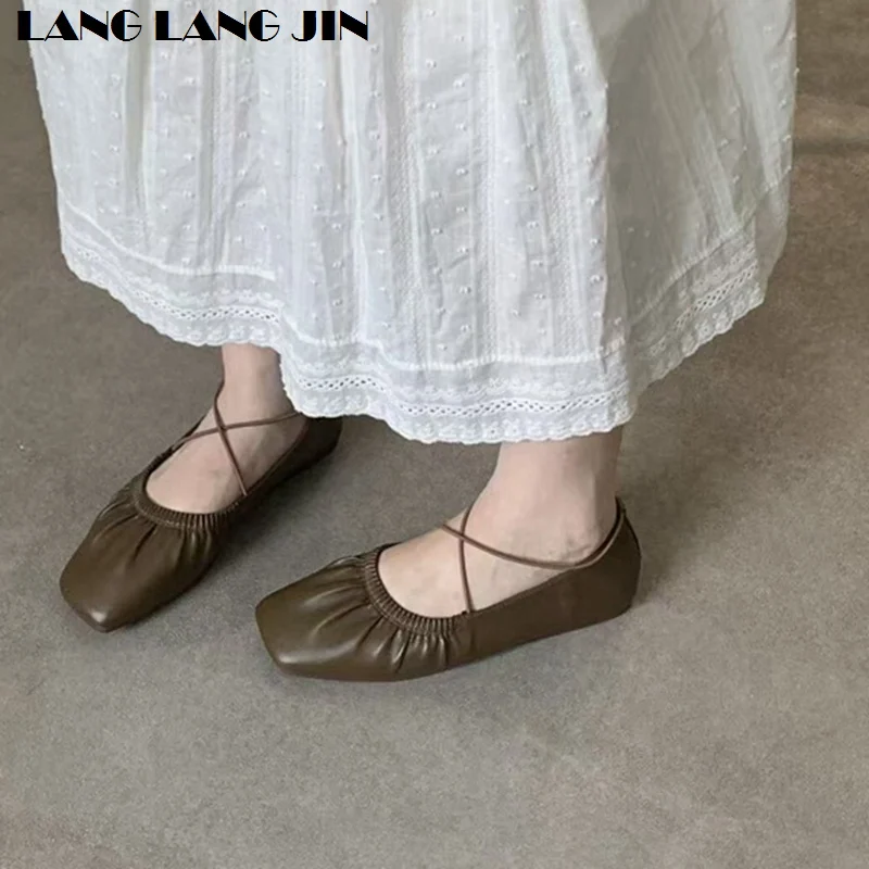 2026 Women Flats Shoes Fashion SquareToe Shallow Slip On Ladies Soft Ladies Mary Jane Ballerina Female Flats Casual Ballet Mujer