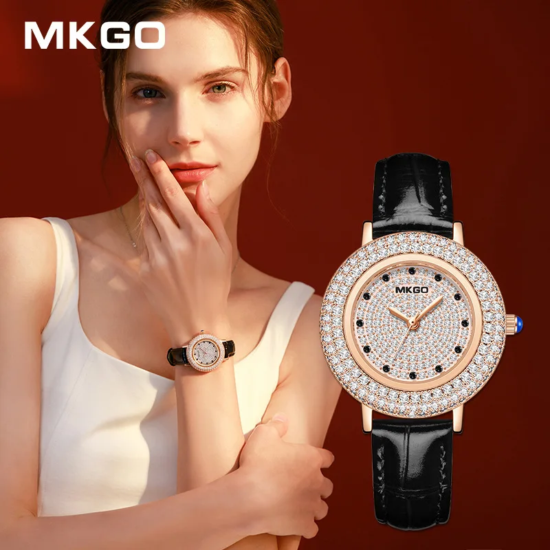 Nieuwe Horloges Voor Vrouwen Luxe Volledige Diamanten Polshorloges Mode Lederen Merk Horloges Dames Quartz Horloge Klok Montre Femme