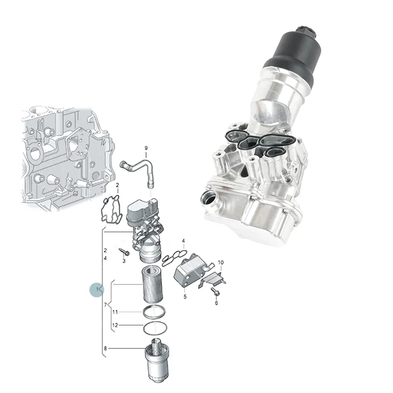 

Алюминиевый корпус масляного фильтра двигателя 06F115397H для A4 A6 VW Eos Golf Passat B6 Jetta Polo 06F-115-397-K 06F115397E