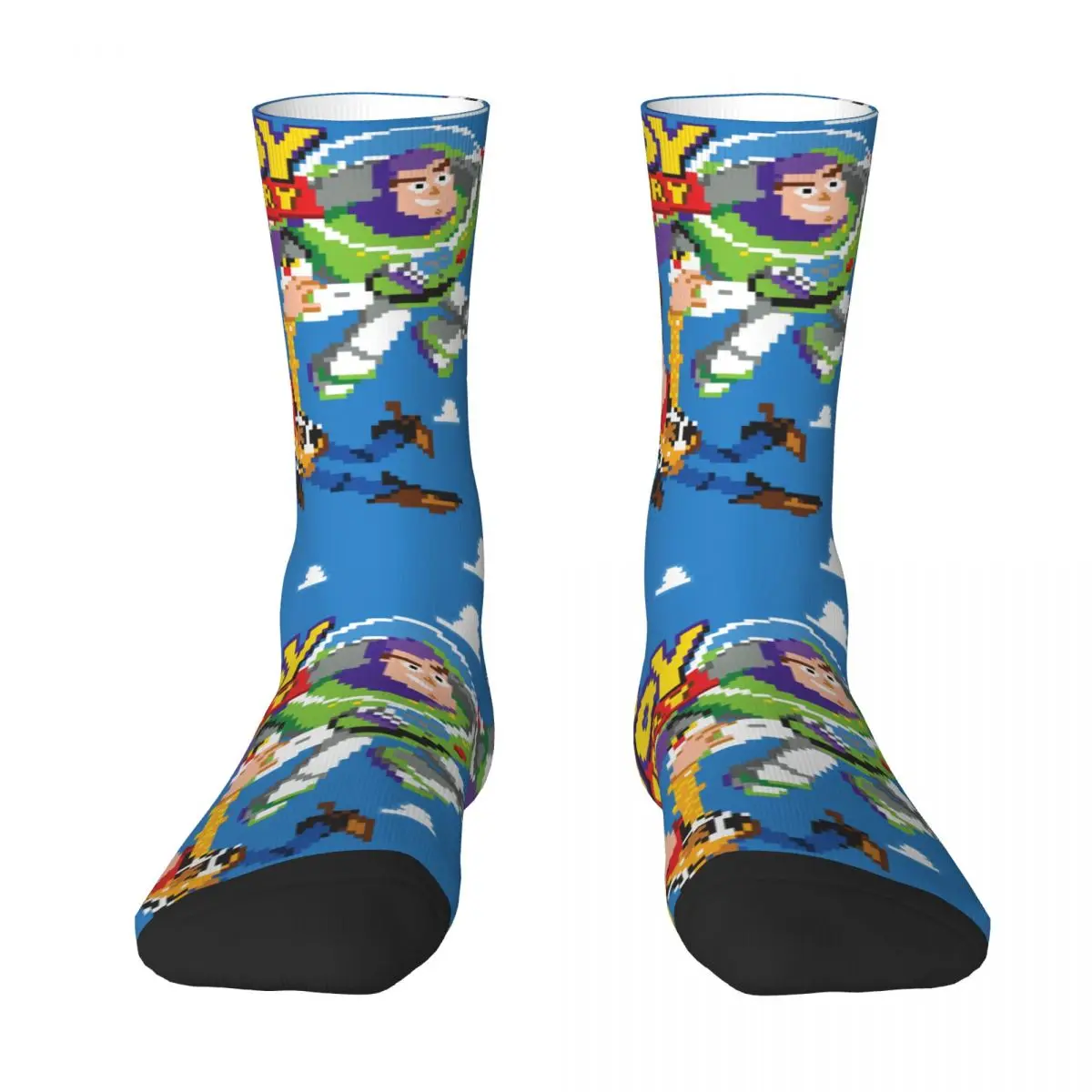 New Male Men Socks Casual Toy Story 8Bit Woody And Buzz Lightyear Sock Polyester Graphic Women Socks Spring Summer Autumn Winter