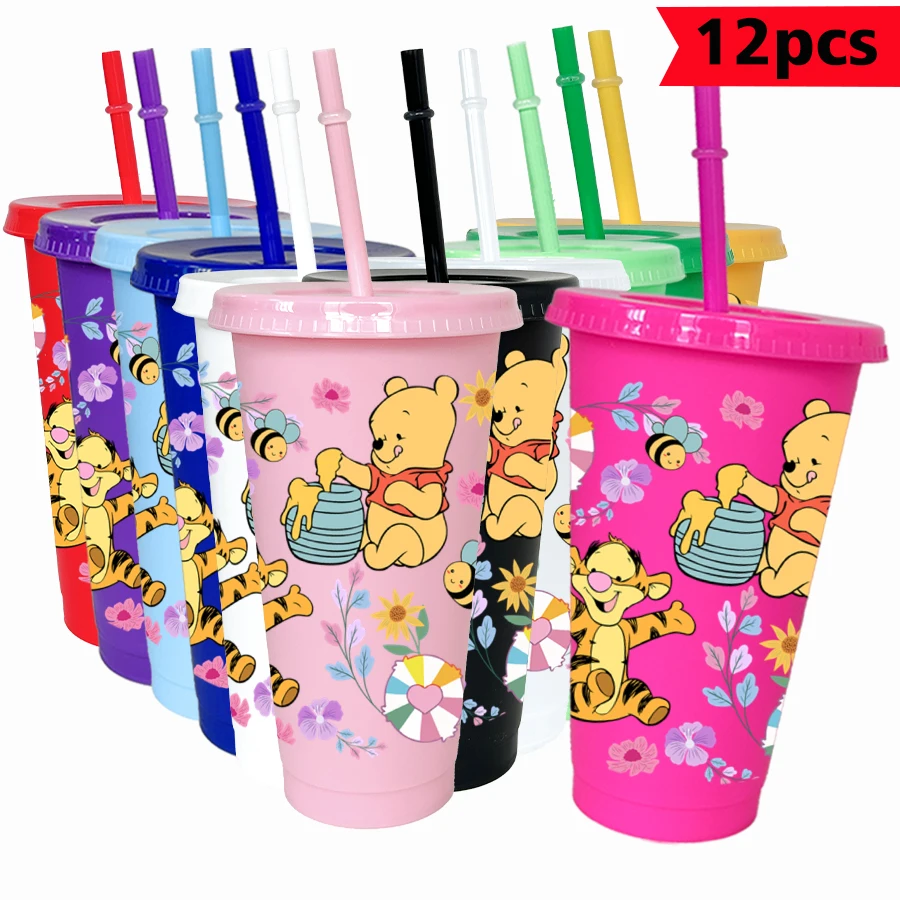 

12pcs/pack Disney,Winnie The Pooh,Tigger 26oz Colorful Plastic Tumbler Birthday Party Drinking Utensils Juice Coffee Cup