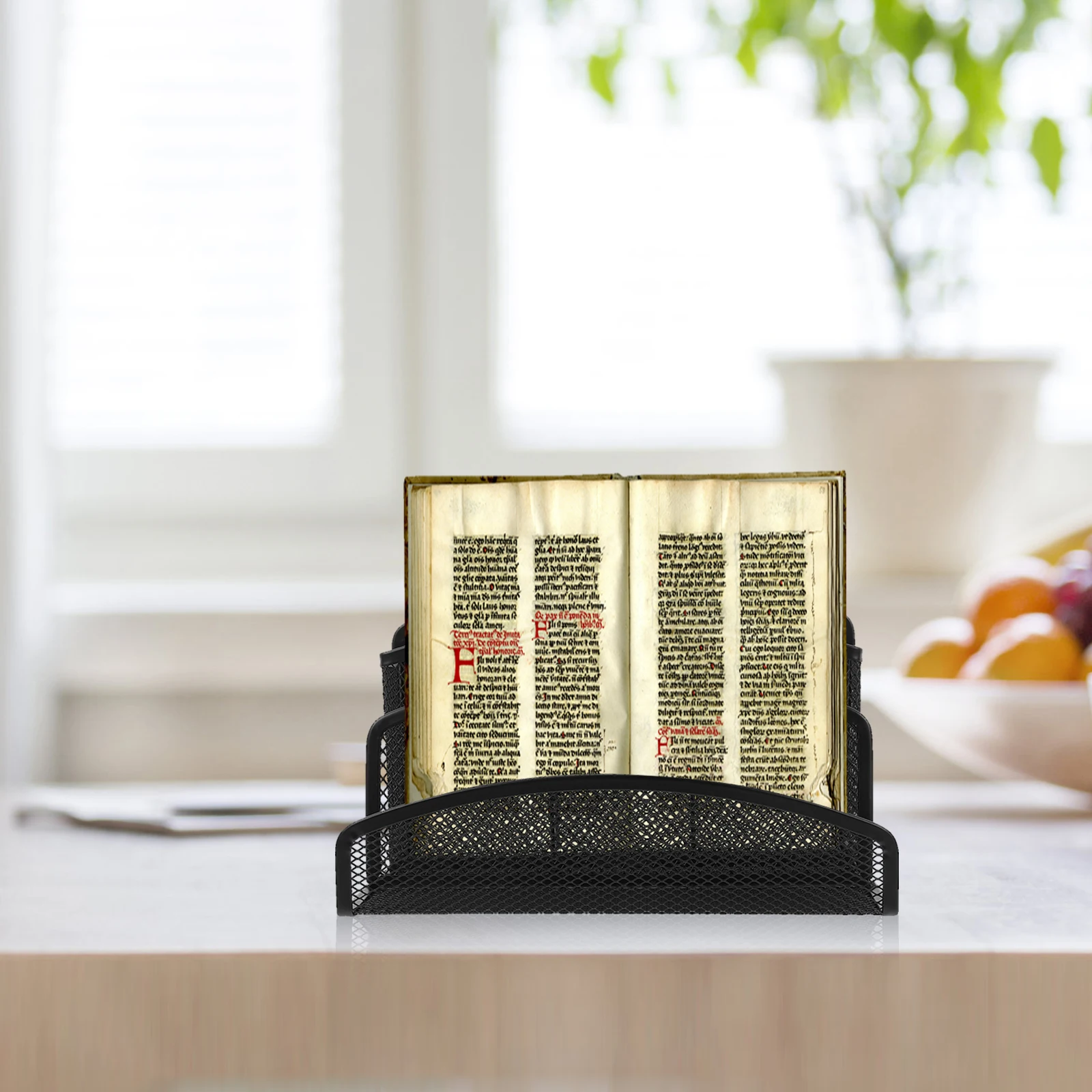 

Iron Mesh File Organizer Desktop Storage Rack Black Metal Letter Holder For Office Desk Multi Compartments Business Card Slot