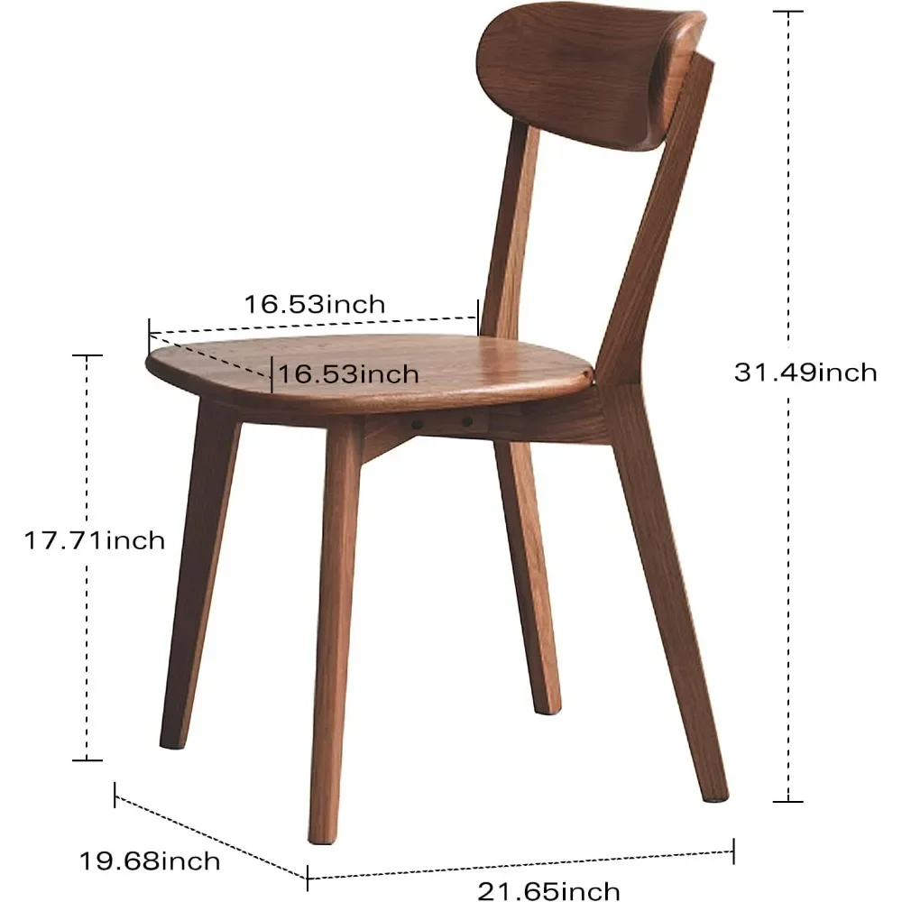 100% Solid Oak Wood Dining Chairs, Mid Century Modern Dining Chairs with Rounded Backrest, Dining Room Chairs Set of 1/2/4