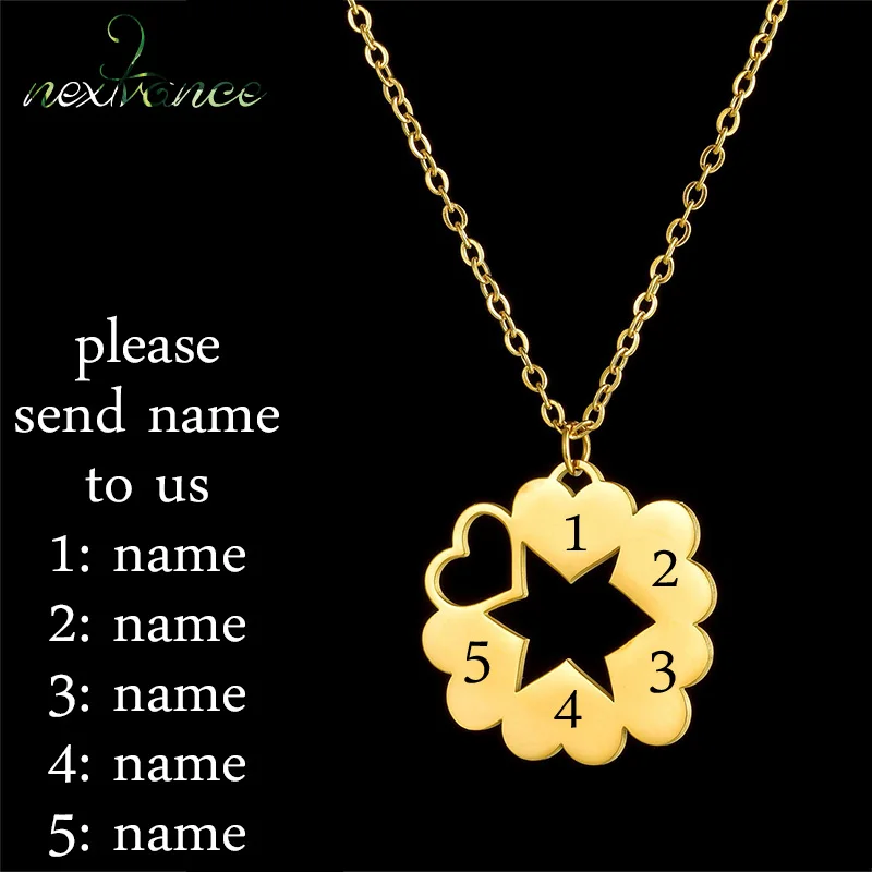 

Nextvance Customized Name Necklace Engraved Names Six Hearts Stainless Steel For Family Friend Jewelry Gifts Free Shipping