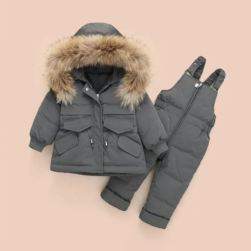 

-30 Degrees Winter Children Clothing Set Baby Boy Girl Down Jacket Outerwear Jumpsuit Snowsuit Kids Parka Coat Overalls Overcoat