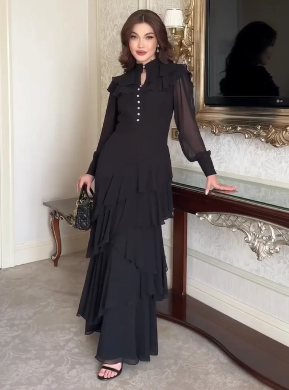 Customized Pastrol Chiffon Pleat Straight O-Neck Long Dresses Bespoke Occasion Quinceanera High Quality Simple