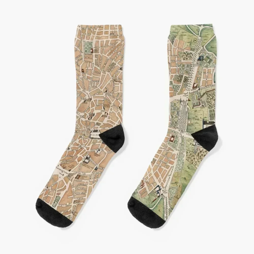

Vintage Map of Madrid Spain (1705) Socks gifts Crossfit summer soccer anti-slip Mens Socks Women's