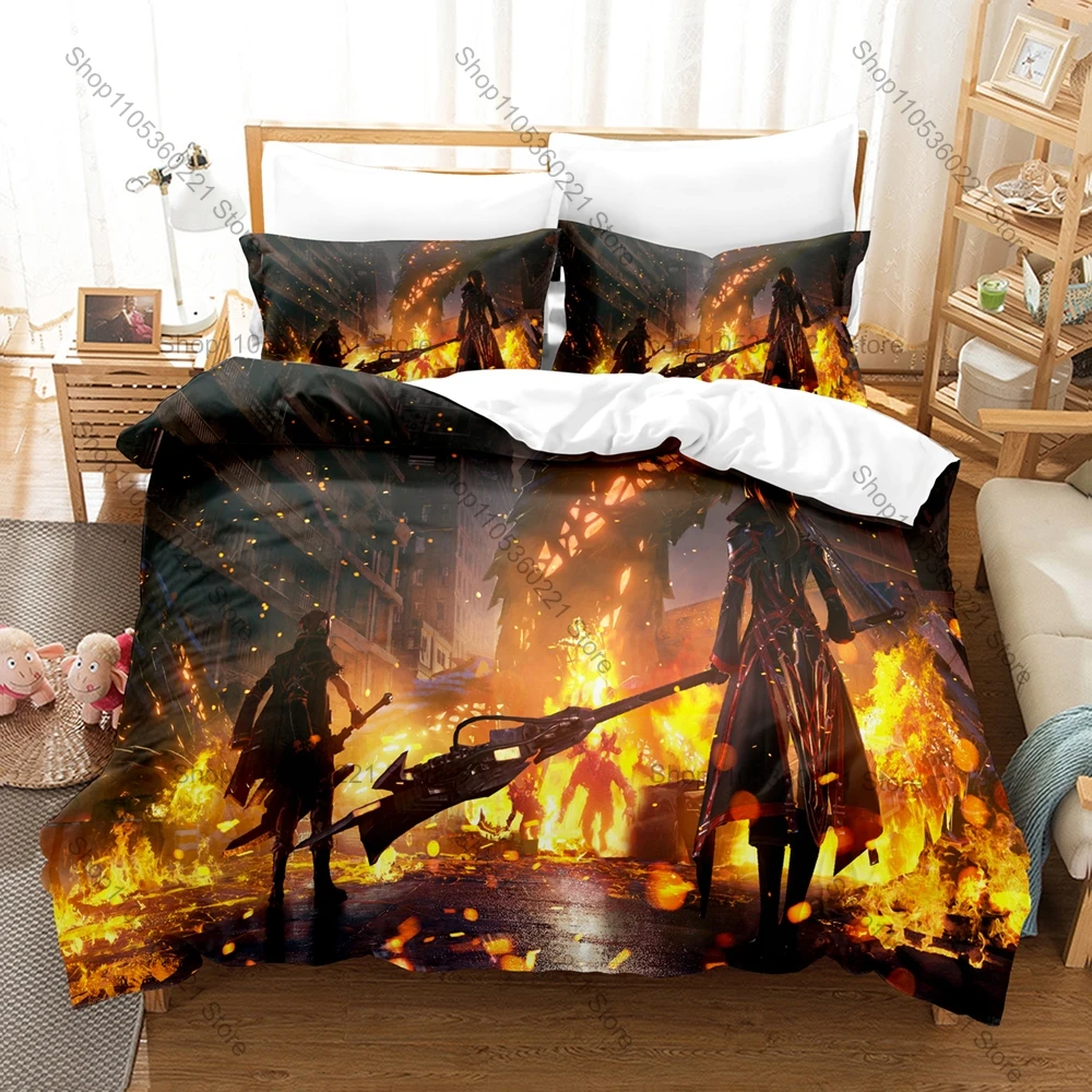 Cool Code Vein Revenant Warriors Post-apocalyptic Dark Souls-like Anime Game HD Print Bedding Set Duvet Cover + 2 Pillowcases Ga