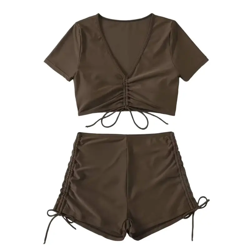 

Dropship-Women's 2 Pieces Swimsuits Crisscross Bikini Top Tummy Control Side Tie Boyshorts