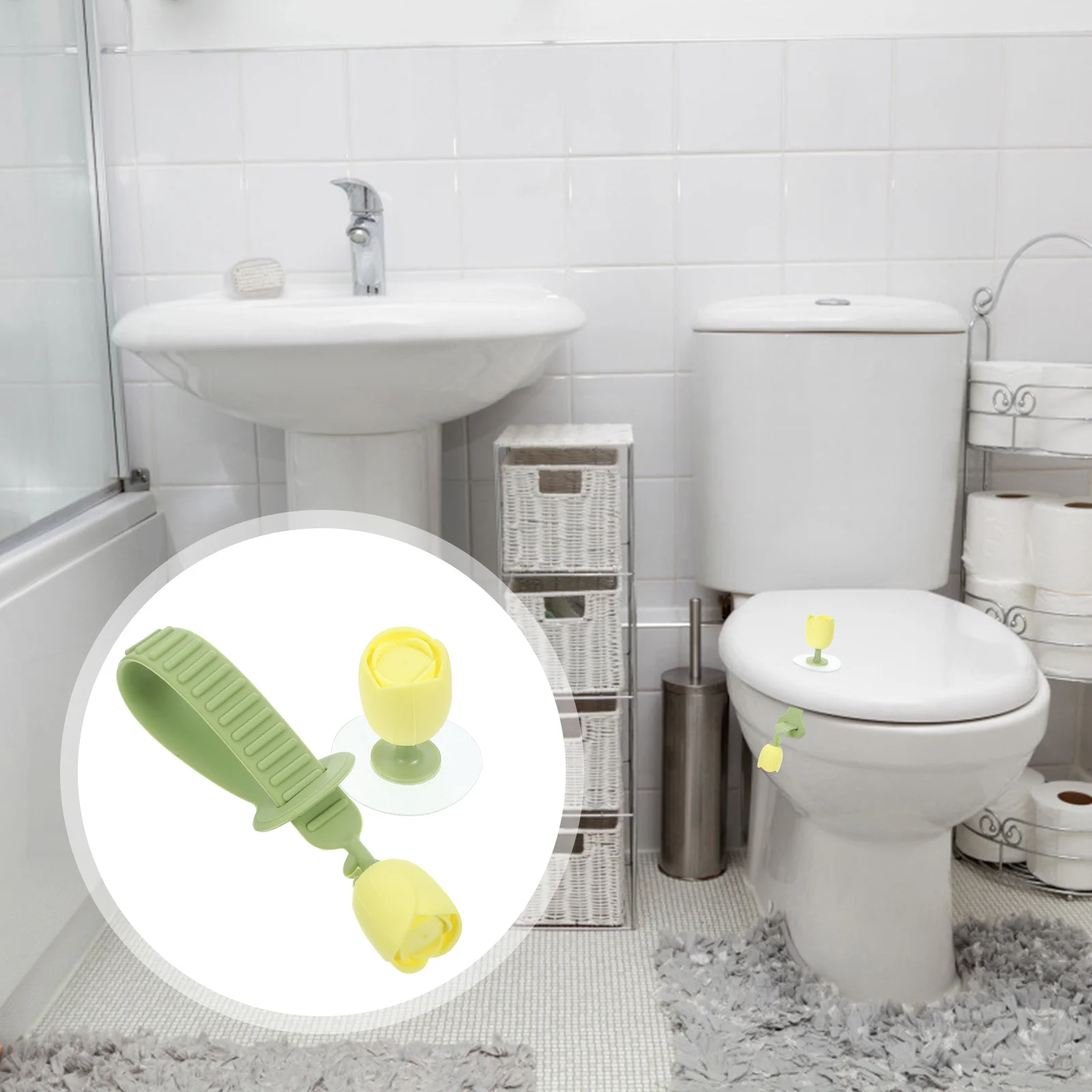 

1 set Toilet Seat Lifter H Light Green Silica Gel Portable Bathroom Must Haves Reusable Longtime Healthy Practical Simple
