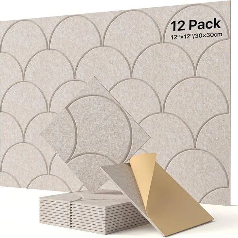12Pcs Self Adhesive Polyester Fiber Sound Absorbing Board Cross-border Home Studio Noise Reduction Wall Decor Acoustic Panels