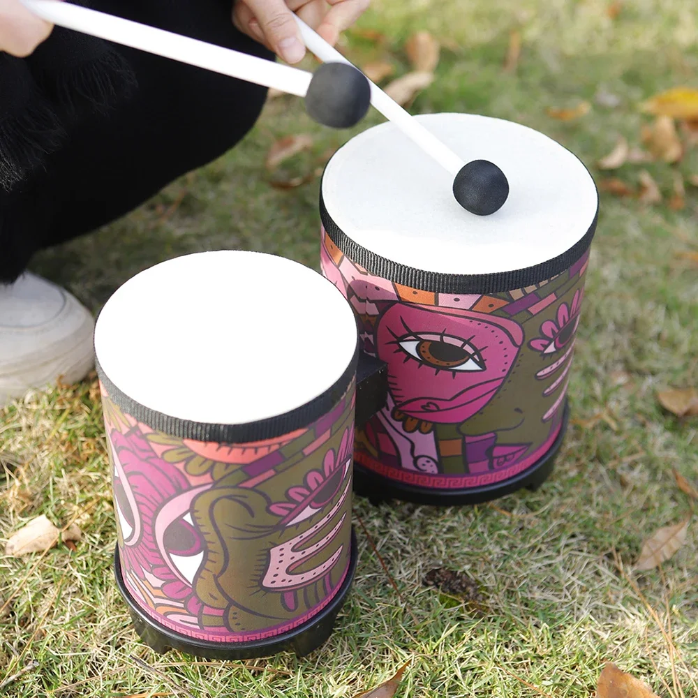 

Wooden Bongos Drum Indian Decal Double Drums Percussion Musical Instruments Kids Early Learning Educational Toys With Drumsticks