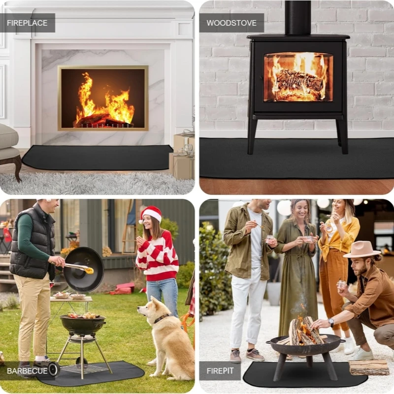 Outdoor Camping BBQ Stove Pot Mat, Heat-resistant Fiberglass Silicone Flame Retardant Mat, Fireproof Rugs, Grill Floor Protector