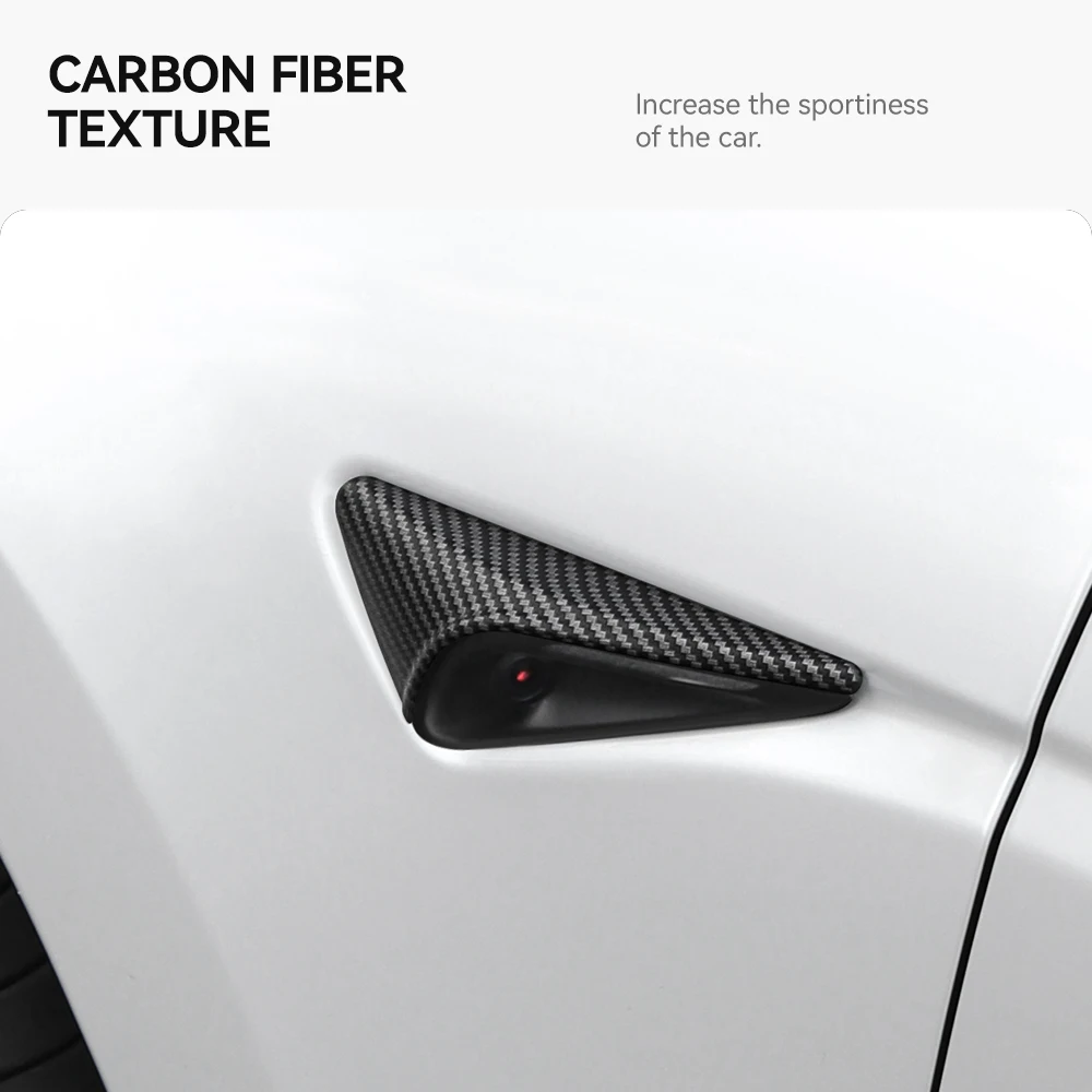 YZ For Tesla Model 3 Y Turn Signal Camera Trim Cover Side Leaf Board Protector ABS Matte Carbon Fiber Pattern Accessories