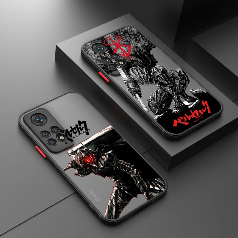 Berserk Anime For Redmi Note 13 12S 12T 11E 11T 11S 10T Speed Pro Plus Max Lite Frosted Translucent Phone Case