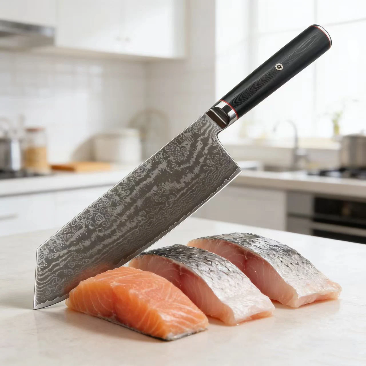 7 Inch Slicing Knife S35VN Powder Steel Core Damascus Steel Blade Wood Handle Chef Cleaver Meat Cutting Vegetables Kitchen Knife