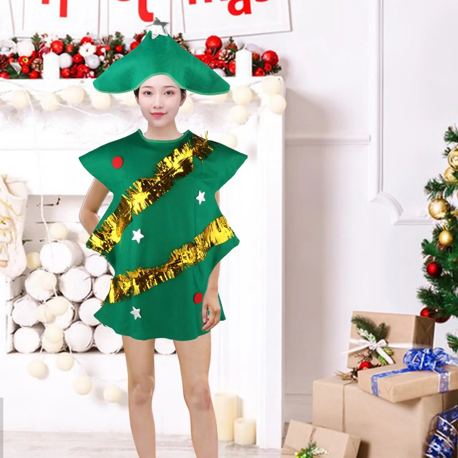 

Christmas Tree Costume with Hat Dressing up for Props Themed Party Festivals