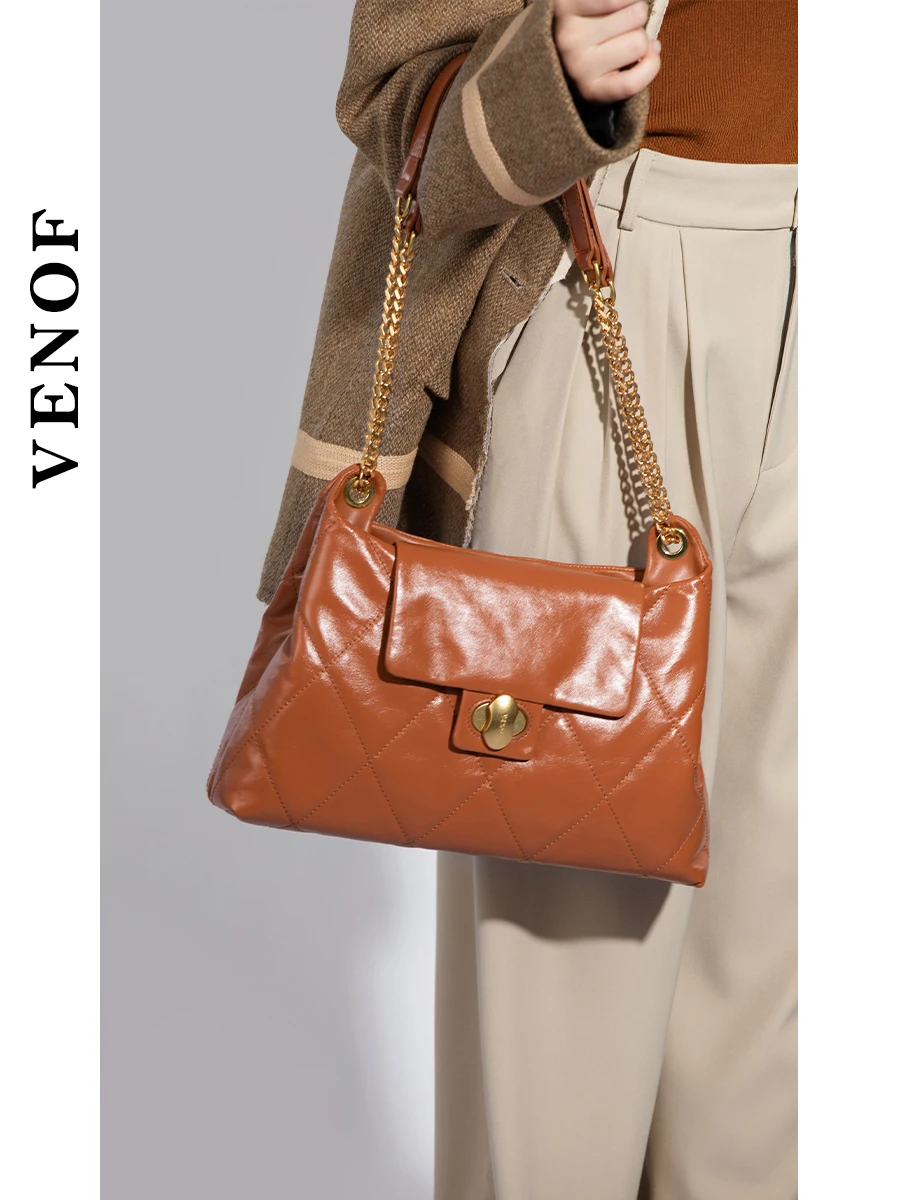 Venof Luxury Chain Bag 100% Soft Cow Leather Original Design High Quality Women Crossbody Bag Office Commuting Shoulder New bag