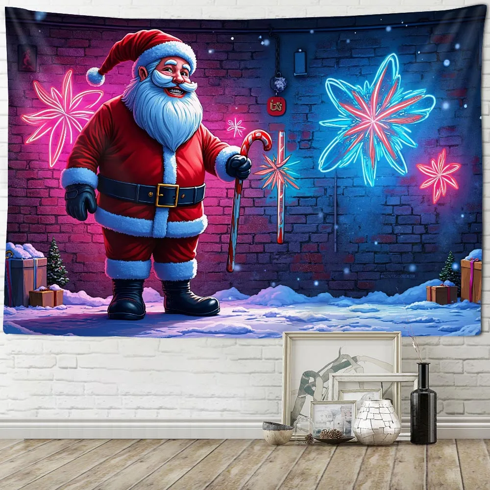 Santa Claus Festival Tapestry Christmas Spring Festival Celebration Atmosphere Home Decoration Wall Hanging Background Cloth 2