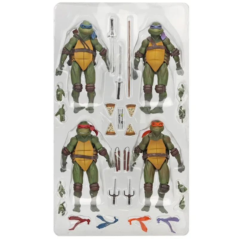 NECA 4 Teile/satz Teenage Mutant Ninja Turtles TMNT 1990 Version Action Figure Film Edition Filme Modell Anime Kinder Für Spielzeug Puppe