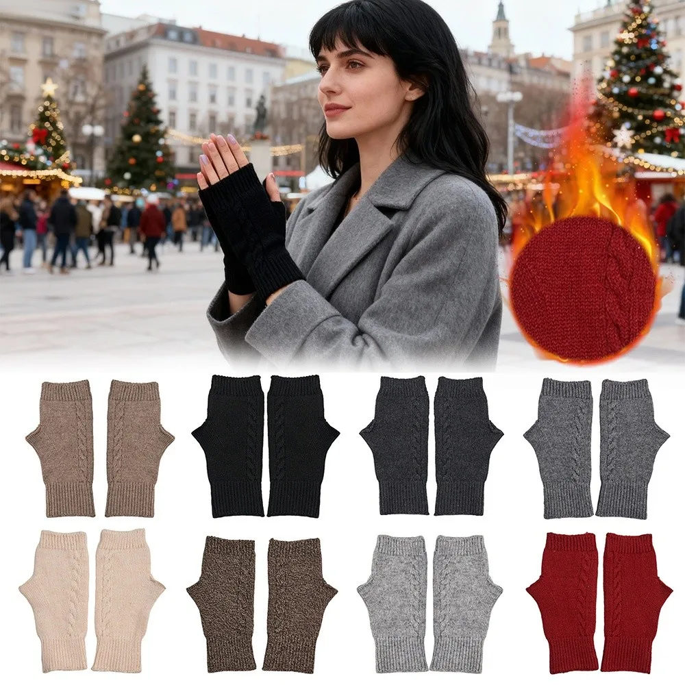 موضة مكشوفة إصبع نصف القفازات اليد حامي سميكة قفازات الكشمير الدافئة يندبروف الباردة برهان قفازات محبوكة للنساء فتاة