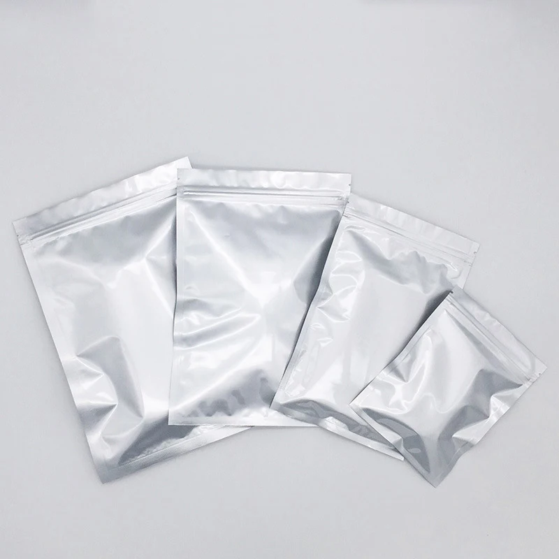 Grube, odporne na zapachy srebrne torby do pakowania Ziplock Zgrzewane płaskie woreczki Czysta folia aluminiowa Zip Lock Torba do przechowywania żywności