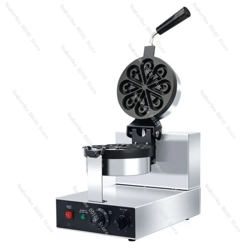Commercial Rotating Waffle Maker Pancake Baker Water Drop Petal Heart Shape Grid Waffle Iron Machine Non Stick Electric