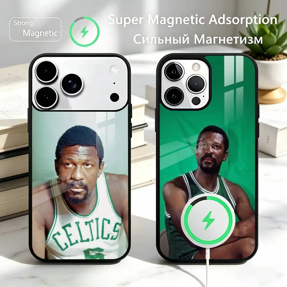 Basketball Sports Star Bill Russell Phone Case For iPhone17,16,15,14,13,12 Plus,Pro Supports Magnetic Wireless Charging