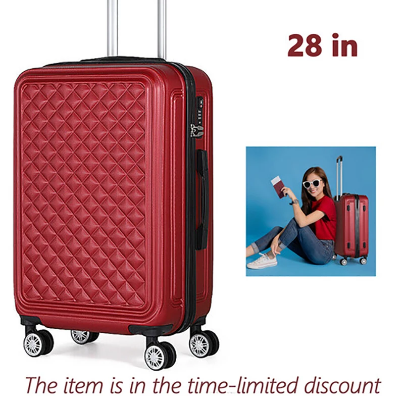 ABS Luggage Case 3-piece Set Suitcase on Wheels Large Size Red Travel Bag Mala De Viagem