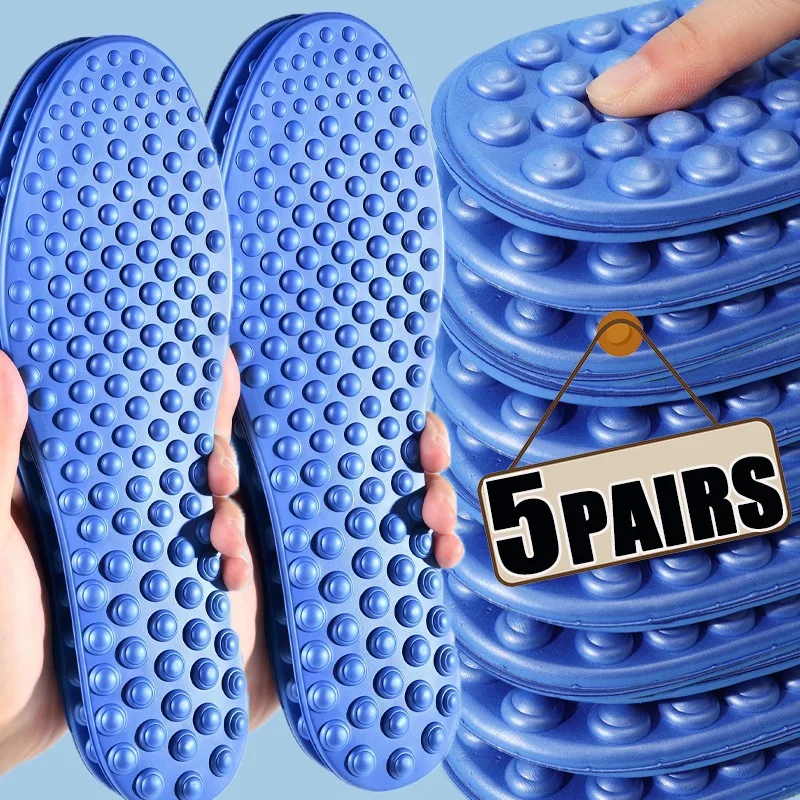 5D Massage Insole for Men Relieve Fatigue Anti Slip Foot Pressure Plate for Women Shock-absorbing and Soft Elastic Shoes Sole