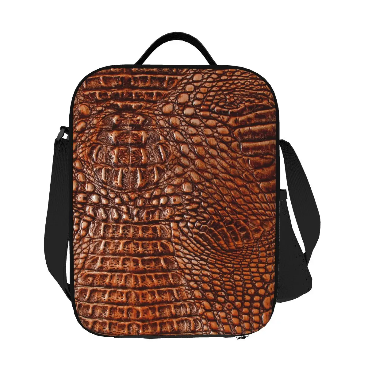 

Custom Luxury Leather Insulated Lunch Bags for Camping Travel Vintage Fauxed Textures Resuable Cooler Thermal Bento Box Women