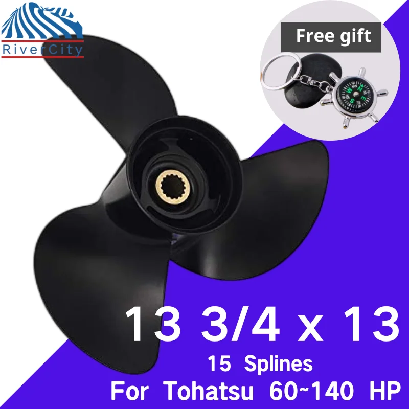 

For Tohatsu Nissan 60HP 70HP 75HP 90HP 13 3/4X13 Outboard Propeller Boat Aluminum Alloy Screw 3 Blade 15 Spline Marine Engine