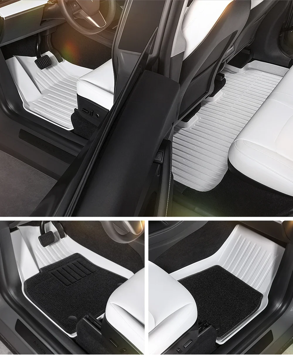 YZ TPE Weiße Fußmatten für Tesla Model Y 3 Highland Juniper Vollständig Umgebende Bodenmatten Kofferraummatte Wasserdicht Rutschfester Teppich – Detail 14