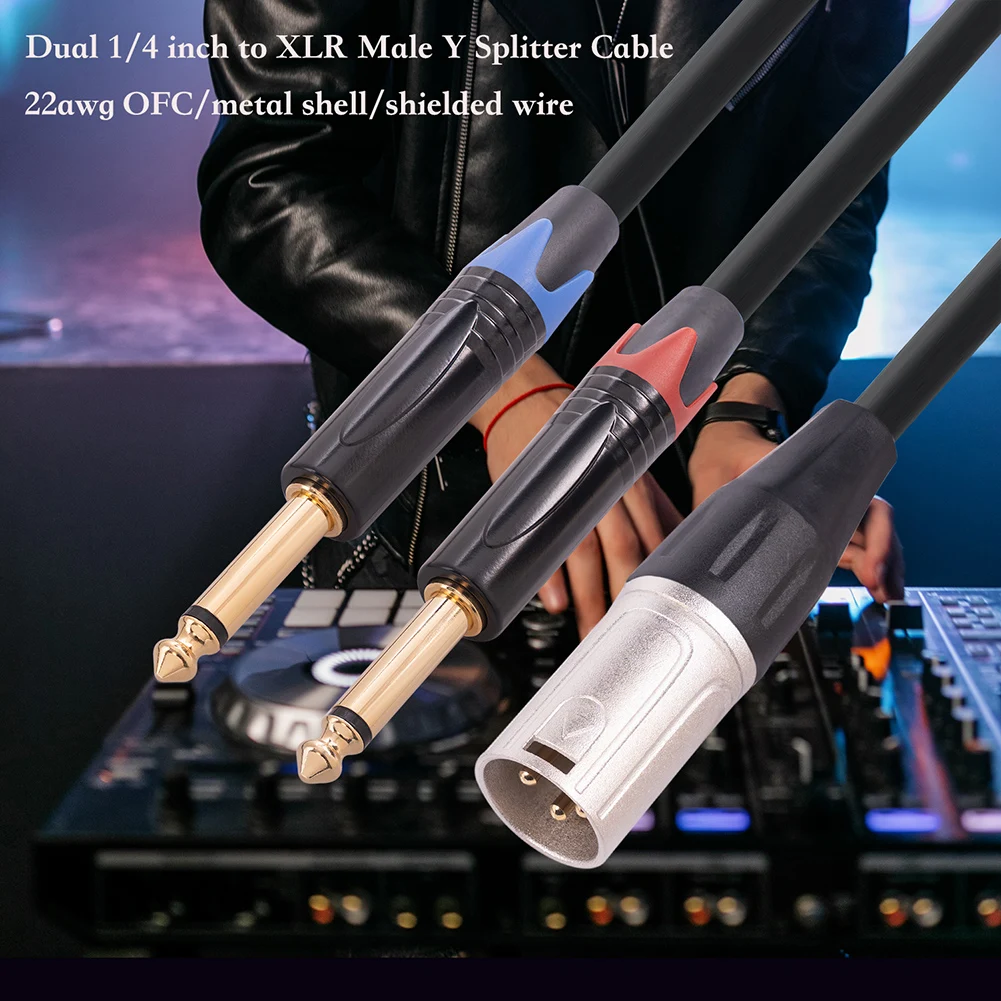 

3pin XLR To Dual 6.35mm Cable Professional XLR Male To Dual 6.35mm Male Cable for Mic Mixer Amplifier Accessories