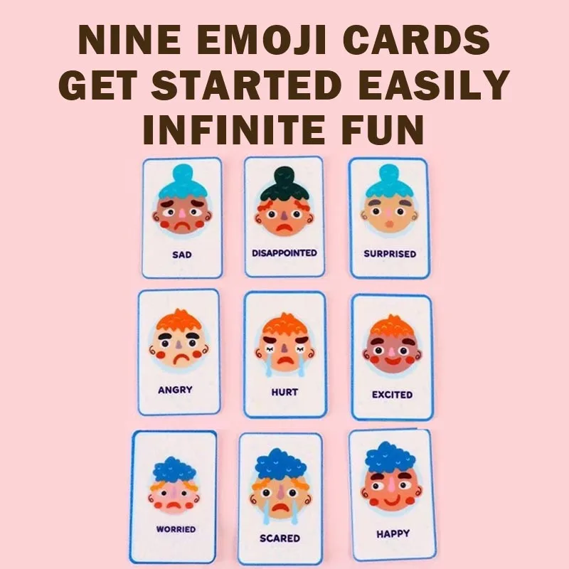 Kids Montessori Facial Expression Game Emotional Change Toys With 9pcs Cards Preschool Learning Educational Toys