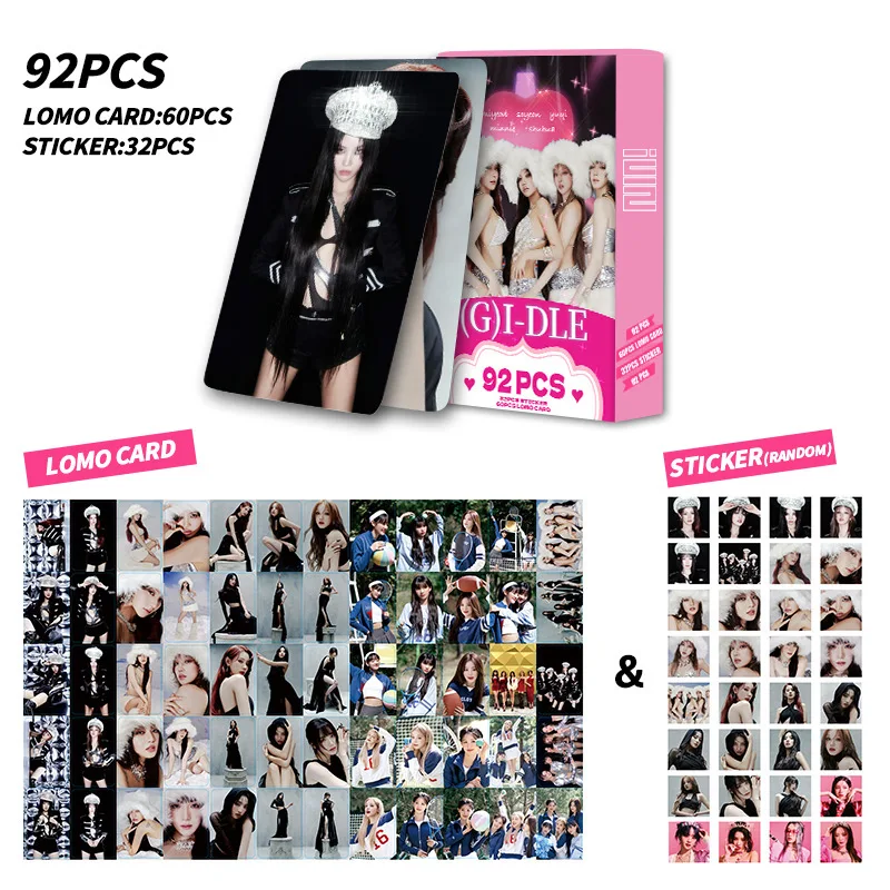 92PCS Kpop G-idle NEW Album Lomo Cards Stickers Photocards INS Photo Print Card MINNIE SHUHUA SOYEON YUQI MIYEON Fans Gift