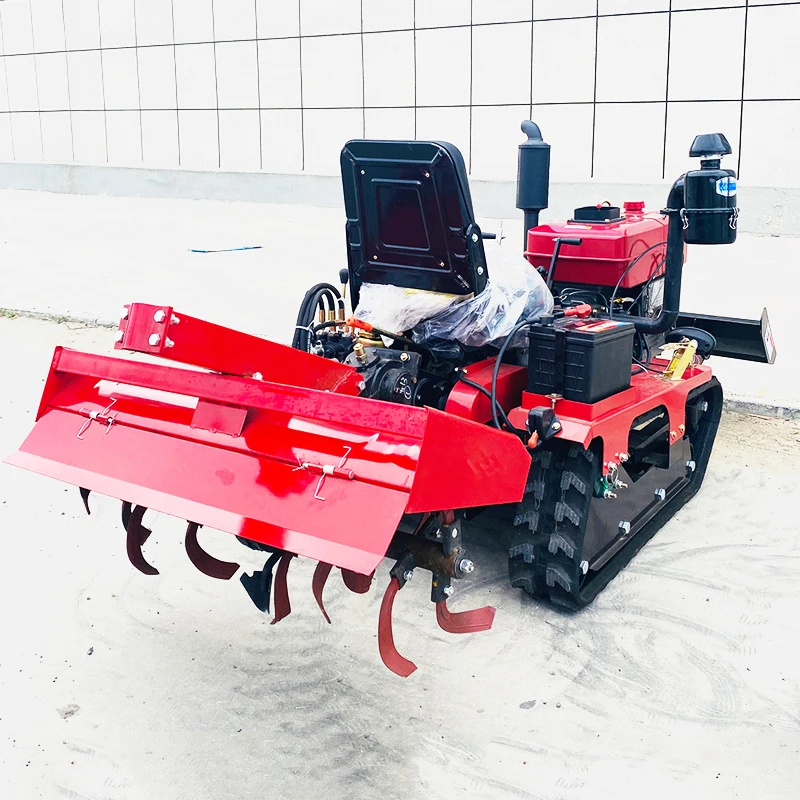

Customized Mini Multifunctional Crawler Tractor Rotary Tiller Farm Cultivator Plowing Machine With Multiple Attachments