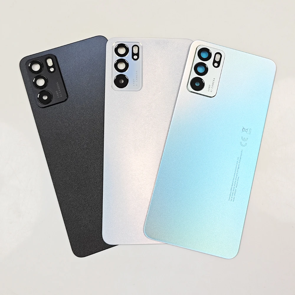 Reno 6 A +-Cubierta trasera de cristal para Oppo Reno6 5G, carcasa trasera, carcasa de batería de repuesto, con lente de cámara