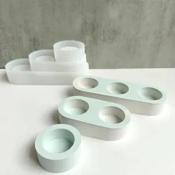 Concrete Candlestick Silicone Mold DIY Handmade Round Plaster Epoxy Resin Candle Holder Craft Molds Home Decoration Supplies