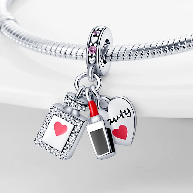 Original S925 Silvering High Heels Lipstick Perfume Bottle Charms Pendant Beads For DIY Bracelet Women Party Jewelry Gifts image 4