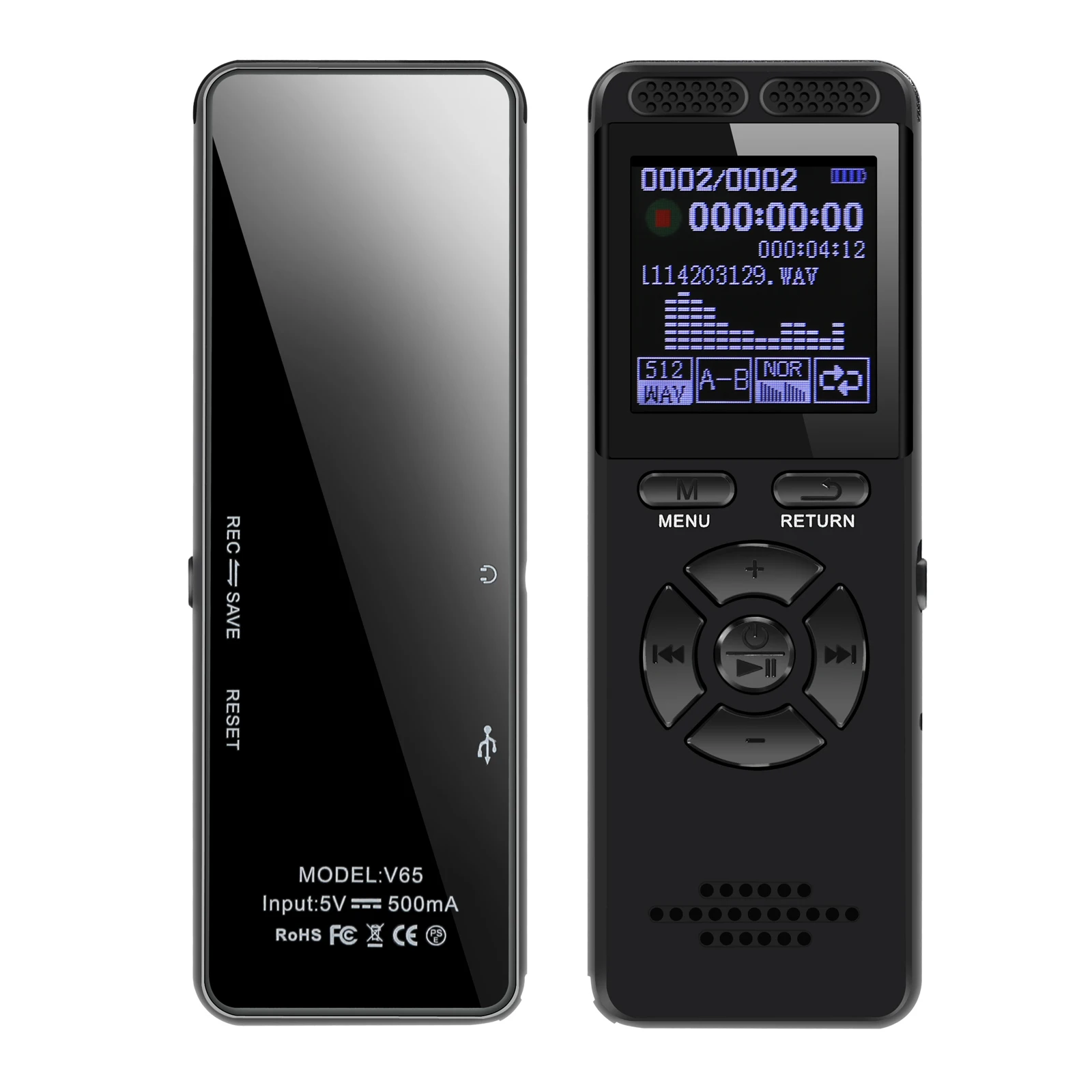 Telele V65 64GB Digital Voice Recorder with Playback Audio Recording for Lectures Dictaphone Sound Recorder with Password