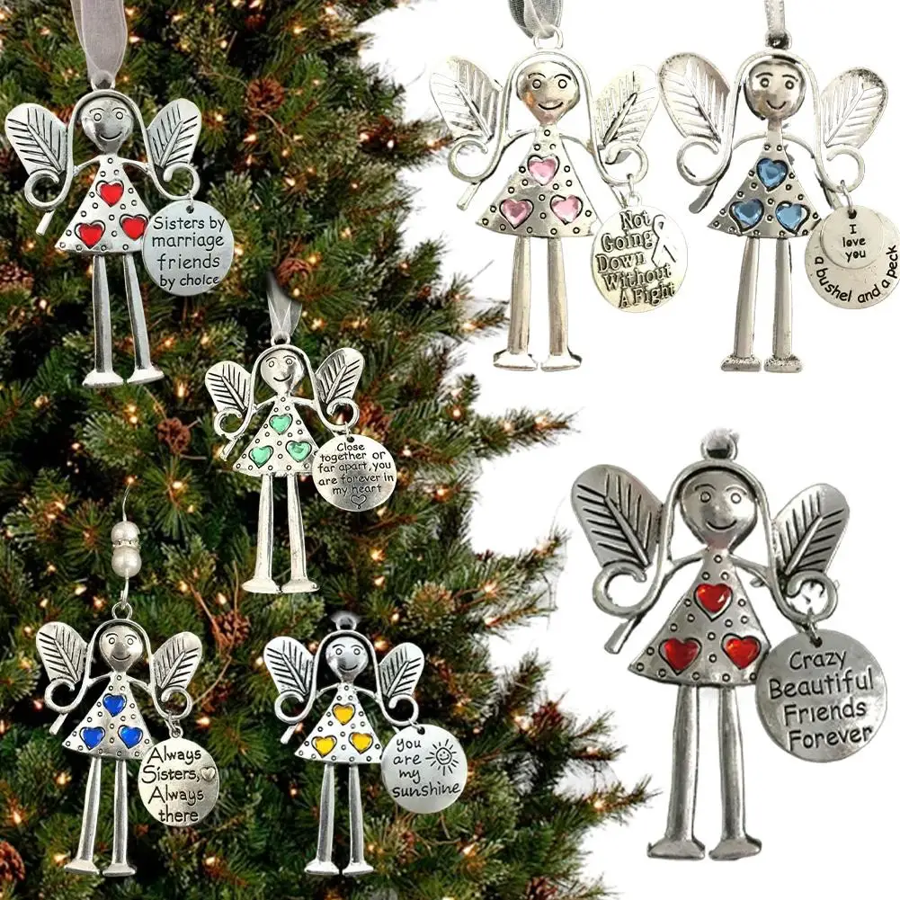 Metall-Engel-Ornamente für den Weihnachtsbaum – verrückte schöne Freunde für immer, hängende Engel, kreative Weihnachtsbaumdekoration