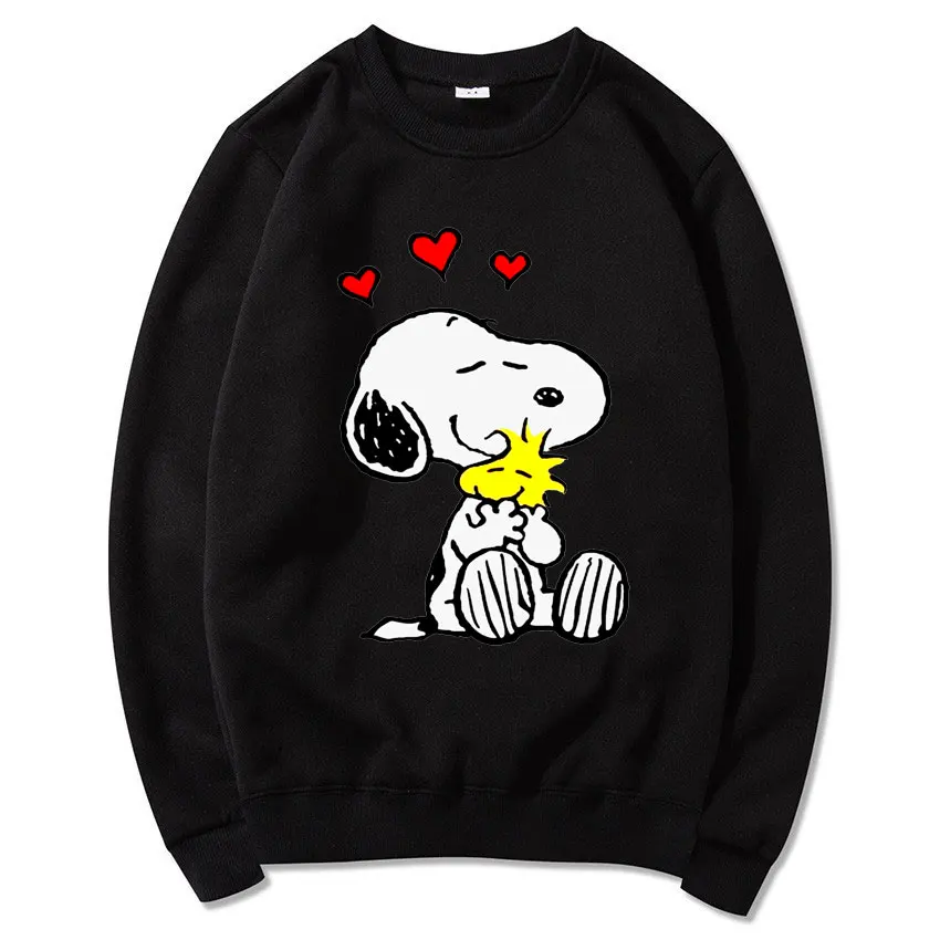 Sudadera con capucha de Snoopy para hombre y mujer, suéter informal de dibujos animados de Anime, cuello redondo, Tops para parejas, primavera y