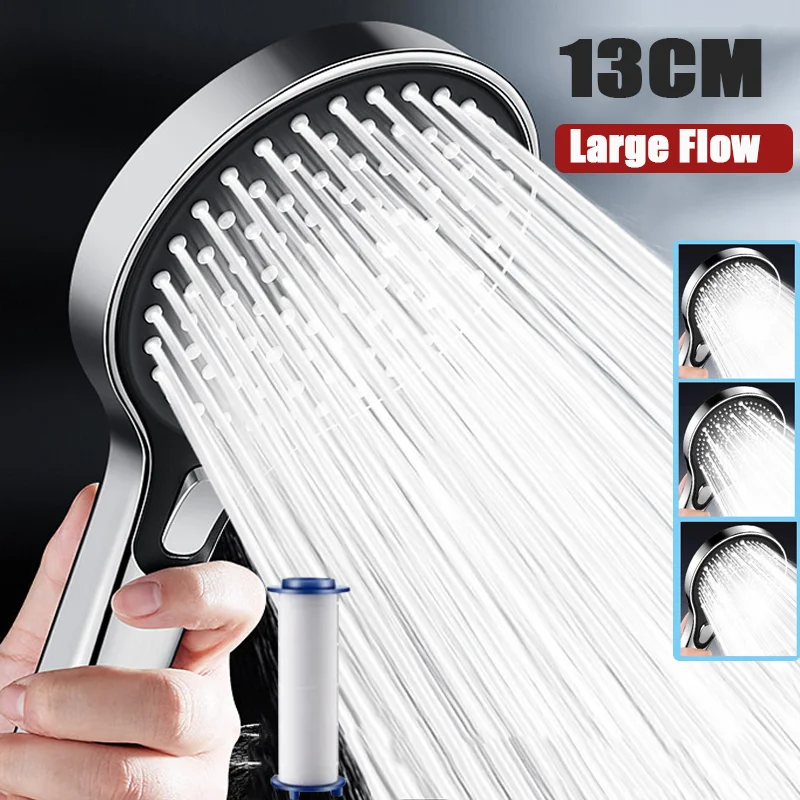 

13 см большая панель, 3 скорости, насадка для душа под давлением с фильтром Calcario, многофункциональный распылитель, регулируемый душ высокого давления