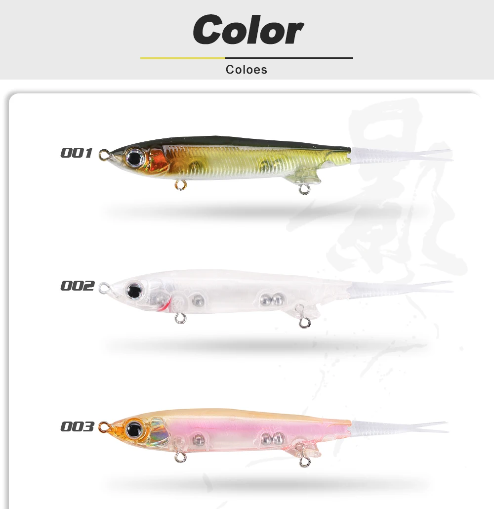D1 Kleine Oberfläche Köder Jerkbait I-förmigen Angeln Lockt 65mm Künstliche Kunststoff Walker Süße Fisch Für Bass Angeln blackbass Karpfen – Detail 7
