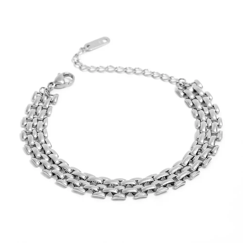 

Joolim 18K PVD Plated Waterproof Fashion Dainty Mesh Woven Pattern Chain Bracelet for Women Stainless Steel Jewelry Wholesale