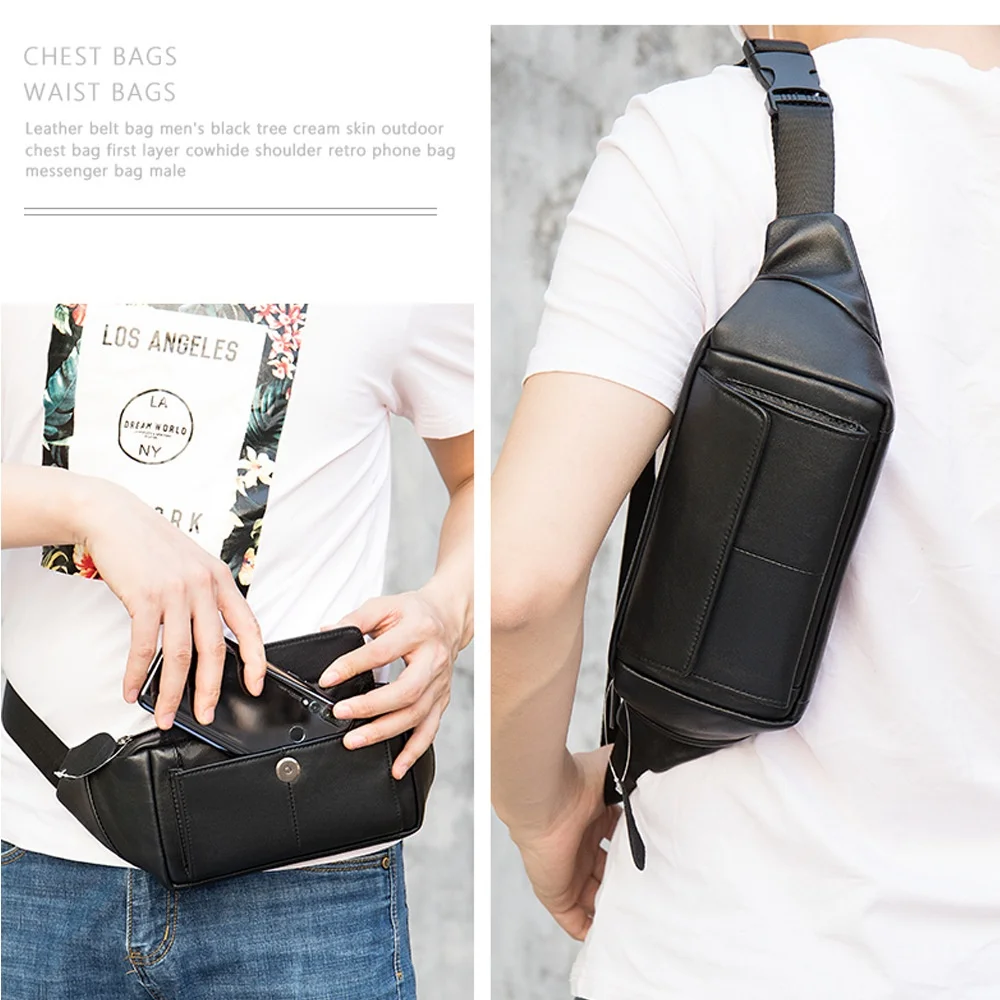 new-fashion-men's-genuine-leather-waist-bag-multifunctional-crossbody-chest-bag-casual-simple-sheepskin-mobile-phone-portable