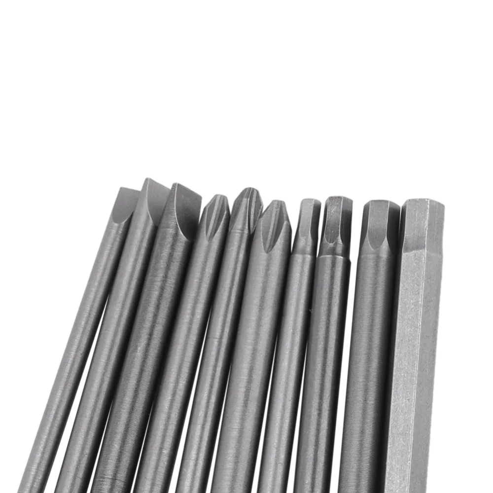 10pcs 1/4 Inch Hex Shank Screwdriver Bits Set Magnetic Slotted Cross Head Hex Shank Screwdriver Bits 100mm Long Steel Bit