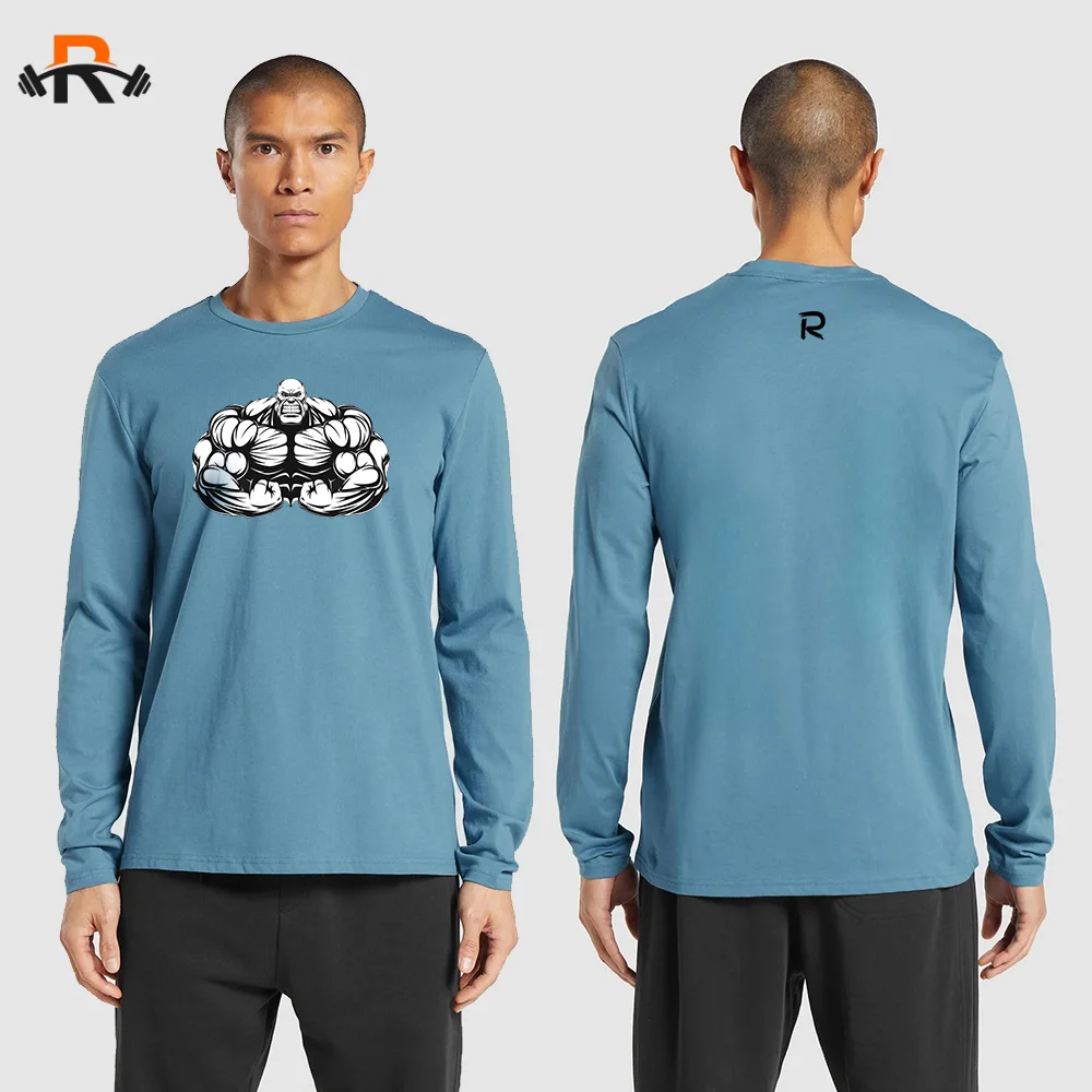 

Men's Fitness Long Sleeve Gym Gorilla Pattern Print Men's Fitness Casual Long Sleeve Sports T Shirt Training Jogging Fitness